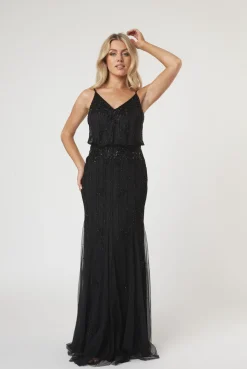 Keeva Black Beaded Maxi Dress