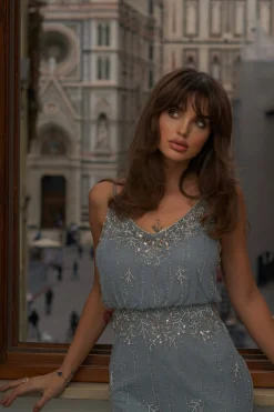 Keeva Blue Grey Bridesmaid Dress