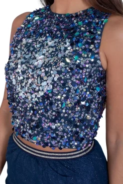 Kimchi Beaded Top In Navy Multi