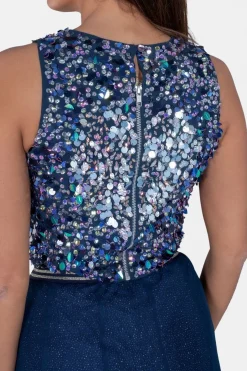 Kimchi Beaded Top In Navy Multi