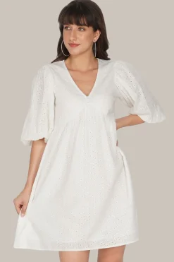 Kora White Cotton Mini Dress