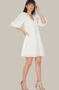 Kora White Cotton Mini Dress