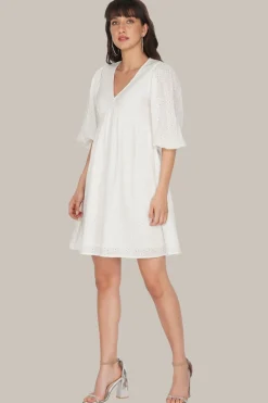 Kora White Cotton Mini Dress