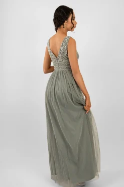 Kreshma Teal Embellished Maxi Dress