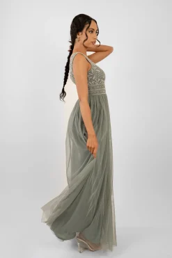 Kreshma Teal Embellished Maxi Dress