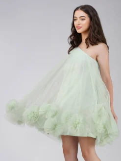 Kyra Sage Pom Pom Mini Dress