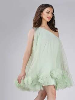 Kyra Sage Pom Pom Mini Dress