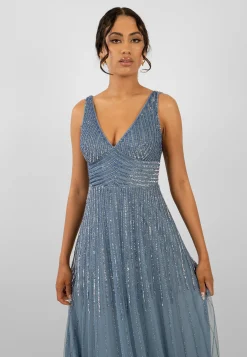 Lorelai Dusty Blue Embellished Maxi Dress