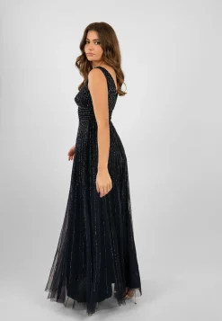 Lorelai Navy Blue Embellished Maxi Dress