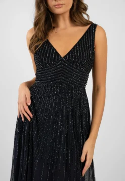 Lorelai Navy Blue Embellished Maxi Dress