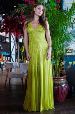 Lorelai Olive Green Embellished Maxi Dress