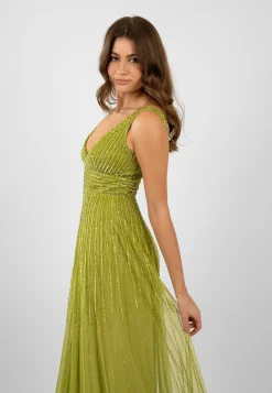 Lorelai Olive Green Embellished Maxi Dress