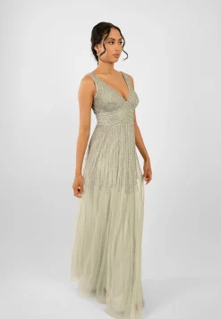 Lorelai Sage Green Embellished Maxi Dress