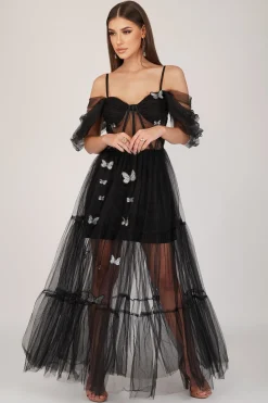 Lottie Butterfly Dress In Black