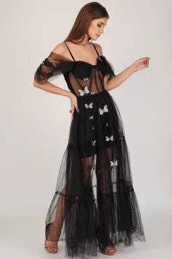 Lottie Butterfly Dress In Black