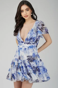 Madison Blue Printed Chiffon Mini Dress