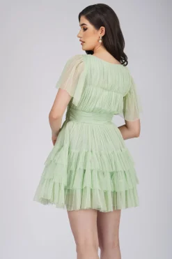 Madison Sage Green Tulle Mini Dress