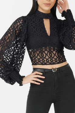 Marlee Lace Top In Navy Black