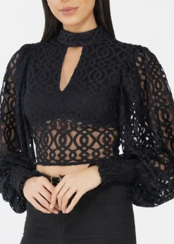 Marlee Lace Top In Navy Black