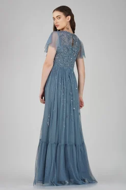 Marly Blue Embellished Maxi Dress