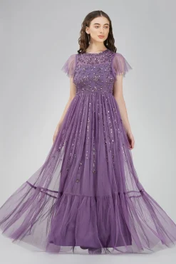 Marly Purple Embellished Maxi Dress