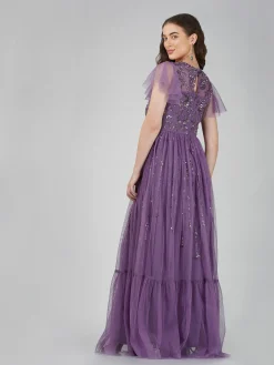 Marly Purple Embellished Maxi Dress