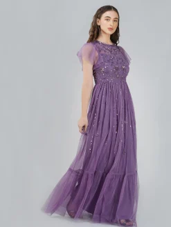 Marly Purple Embellished Maxi Dress