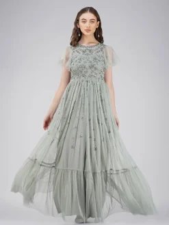 Marly Sage Green Embellished Maxi Dress