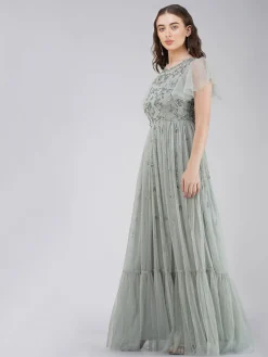 Marly Sage Green Embellished Maxi Dress