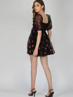 Melanie Rose Puff Sleeve Mini Dress