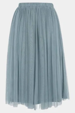 Merlin Teal Tulle Midi Skirt