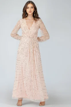 Miya Long Sleeve Blush Pink Bridesmaid Dress