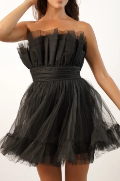 Nanita Tulle Mini Dress In Black