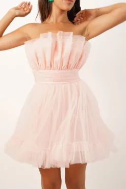 Nanita Tulle Mini Dress In Blush Pink