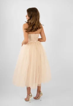 Nimo Cream Tulle Midi Dress With Shell Cups