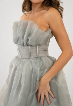 Noah Organza Midi Dress In Grey