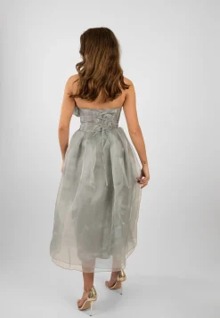 Noah Organza Midi Dress In Grey
