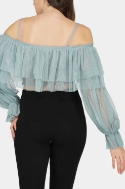 Perch Tulle Top In Teal