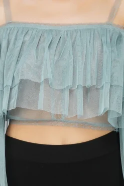 Perch Tulle Top In Teal