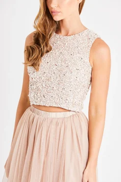 Picasso Nude Embellished Sequin Top
