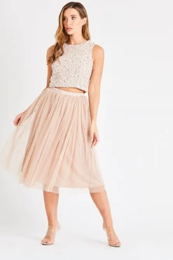 Picasso Nude Embellished Sequin Top