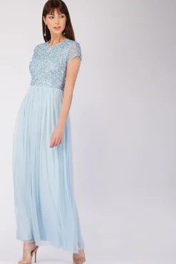 Picasso Short Sleeve Blue Bridesmaid Dress