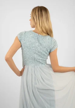 Picasso Short Sleeve Blue Bridesmaid Dress