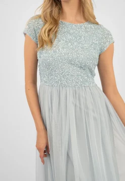 Picasso Short Sleeve Blue Bridesmaid Dress