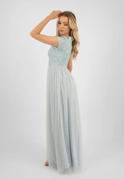 Picasso Short Sleeve Blue Bridesmaid Dress
