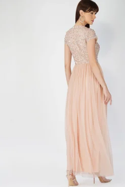 Picasso Short Sleeve Blush Pink Bridesmaid Dress