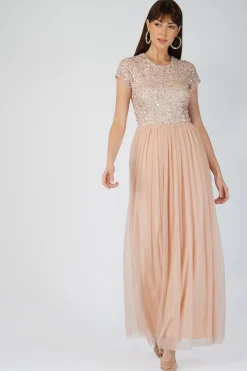 Picasso Short Sleeve Blush Pink Bridesmaid Dress