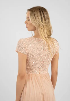 Picasso Short Sleeve Blush Pink Bridesmaid Dress