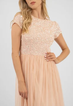 Picasso Short Sleeve Blush Pink Bridesmaid Dress