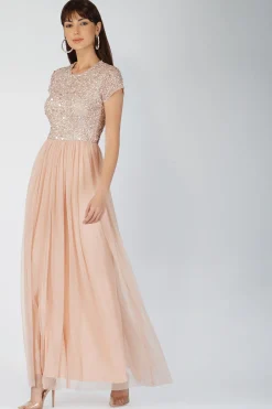 Picasso Short Sleeve Blush Pink Bridesmaid Dress